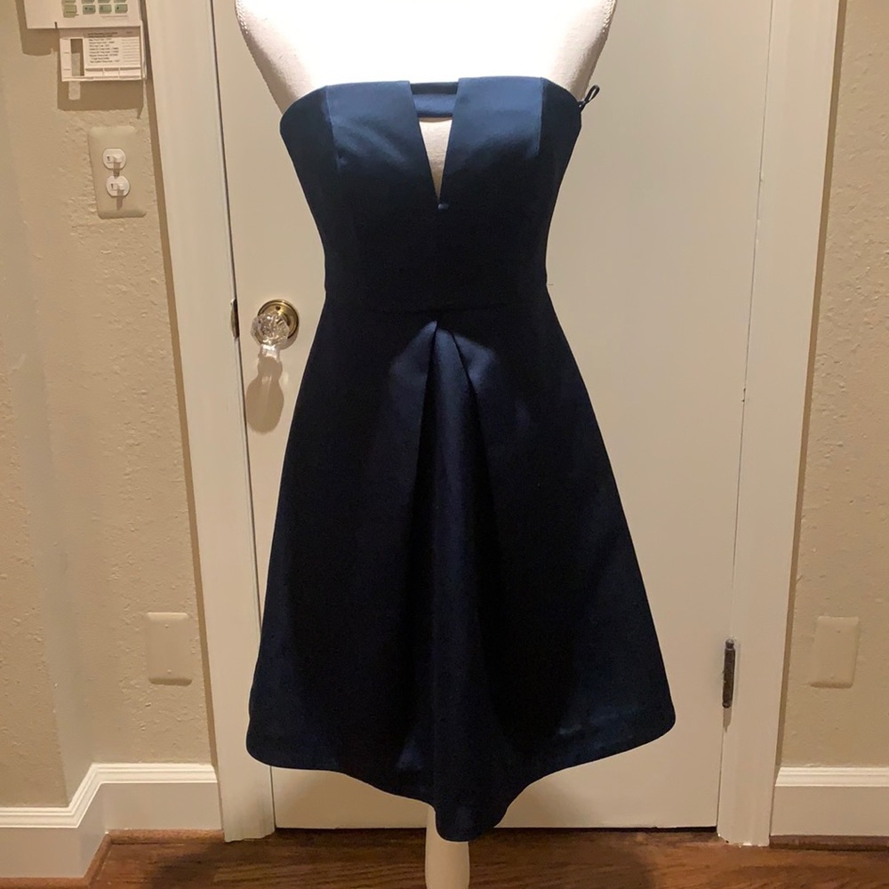 Navy blue strapless dress